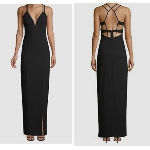 AIDAN MATTOX V-Neck Column Gown - Picture 1 of 9
